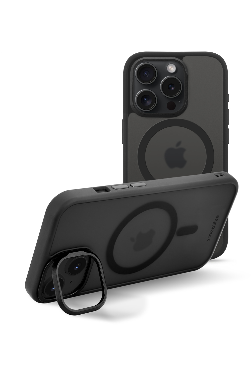 Mobilize Magsafe Compatible Hybrid Pro Case With Camera Stand Apple Iphone 15 Pro Black