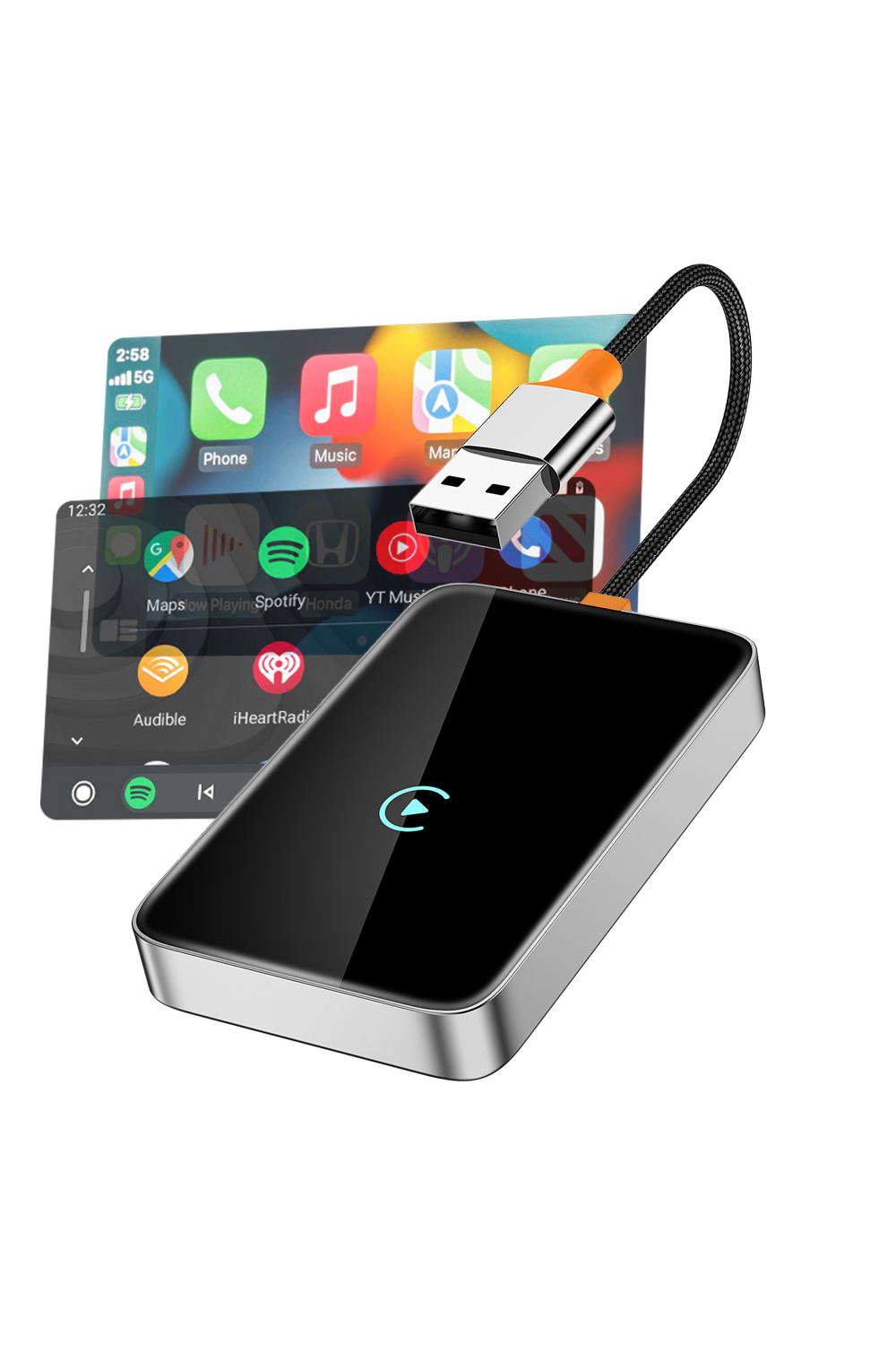 Mobilize Premium 2In1 Adapter For Wireless Apple Carplay/Android Auto Black