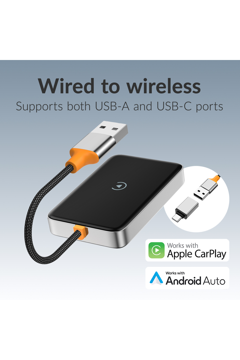 Mobilize Premium 2In1 Adapter For Wireless Apple Carplay/Android Auto Black - Afbeelding 2