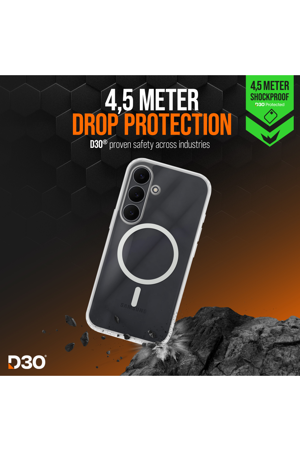 Striker X-Core - D3O Xtreme Impact Mag Case - Clear - Samsung S25 Fe - Afbeelding 3