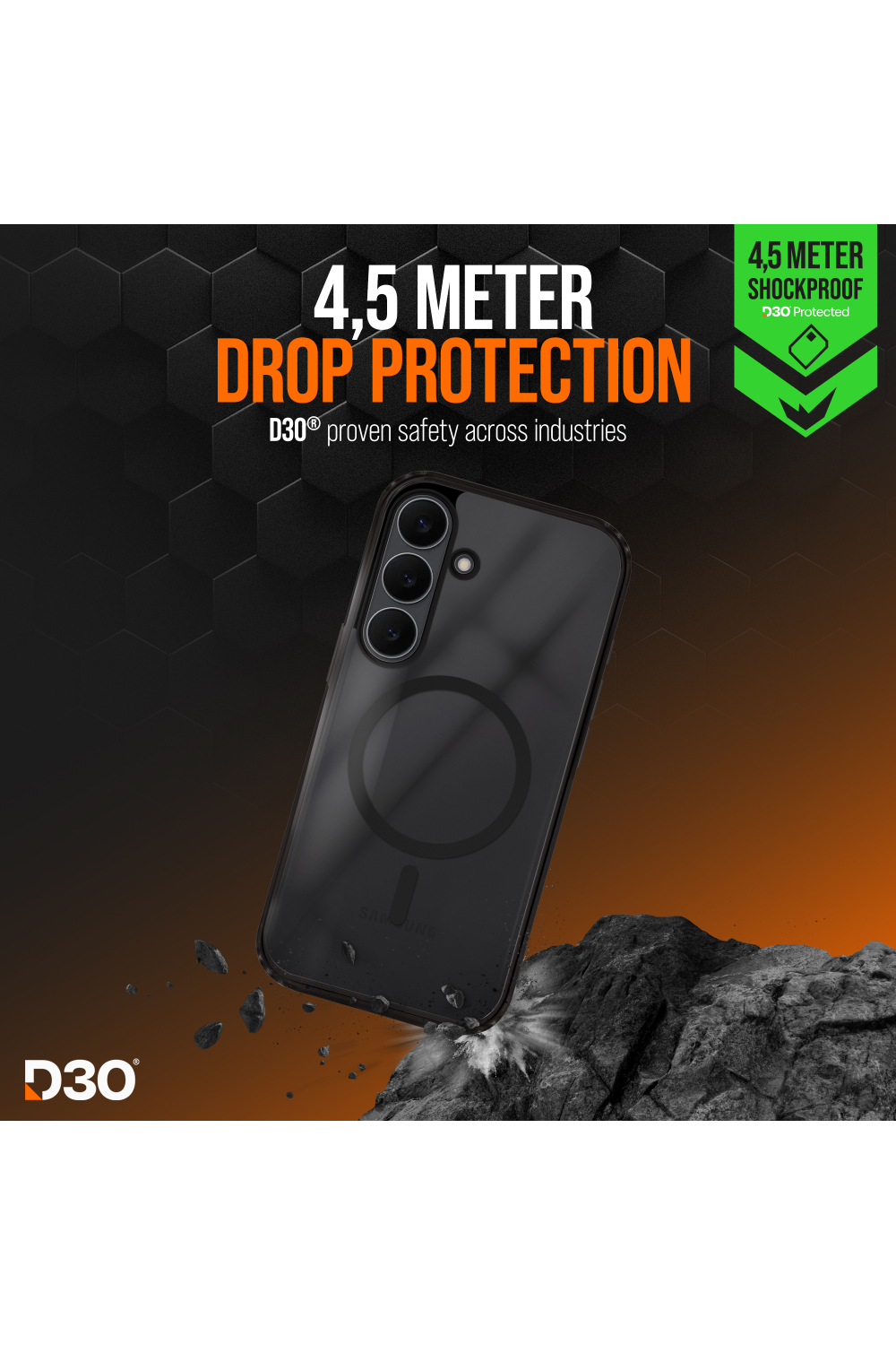 Striker X-Core - D3O Xtreme Impact Mag Case - Black - Samsung S25 Fe - Afbeelding 3
