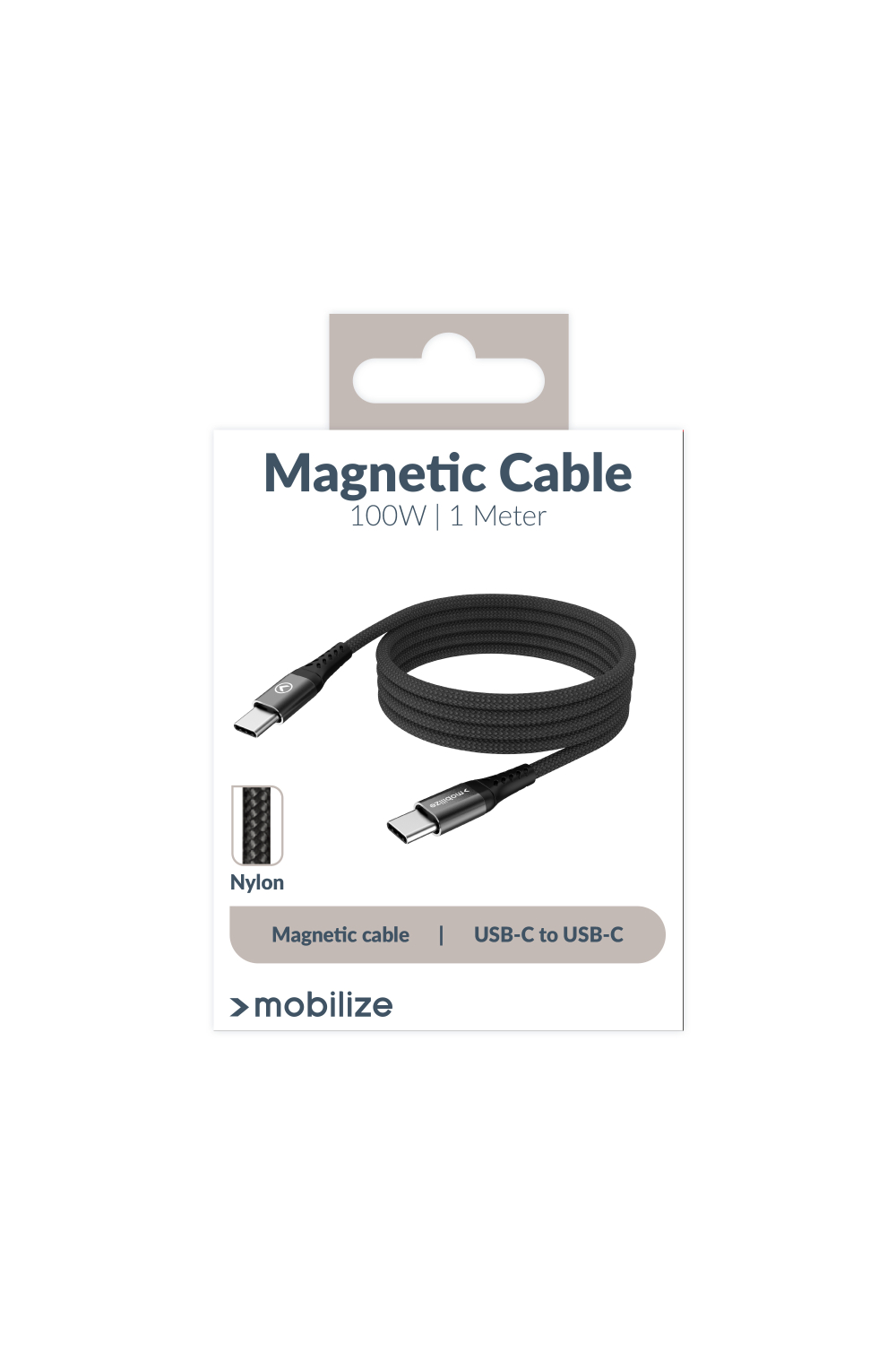 Mobilize Magnetic Nylon Cable - Usb-C To Usb-C - 1M. - 100W Black - Afbeelding 11