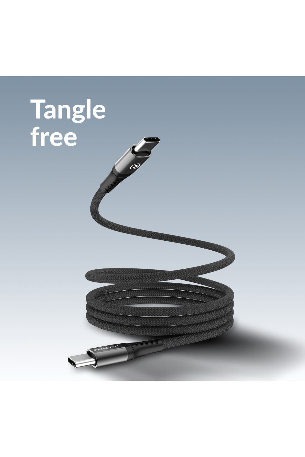 Mobilize Magnetic Nylon Cable - Usb-C To Usb-C - 1M. - 100W Black - Afbeelding 3