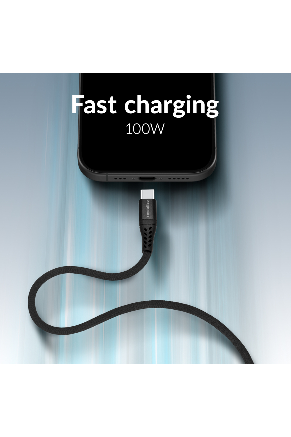 Mobilize Magnetic Nylon Cable - Usb-C To Usb-C - 1M. - 100W Black - Afbeelding 4