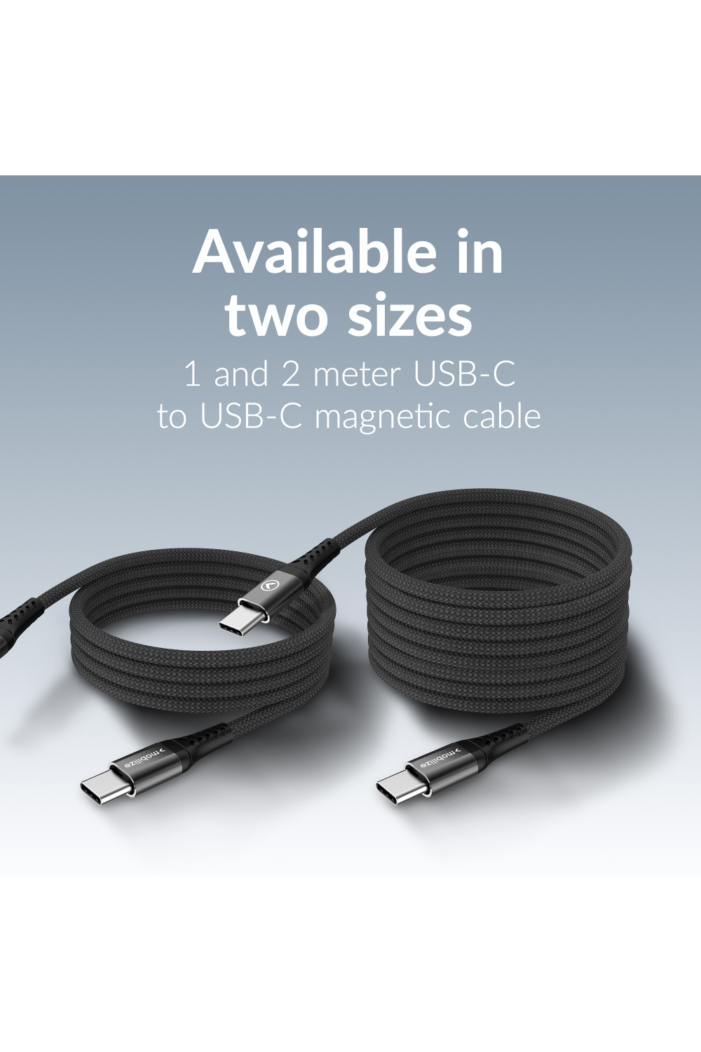 Mobilize Magnetic Nylon Cable - Usb-C To Usb-C - 1M. - 100W Black - Afbeelding 8