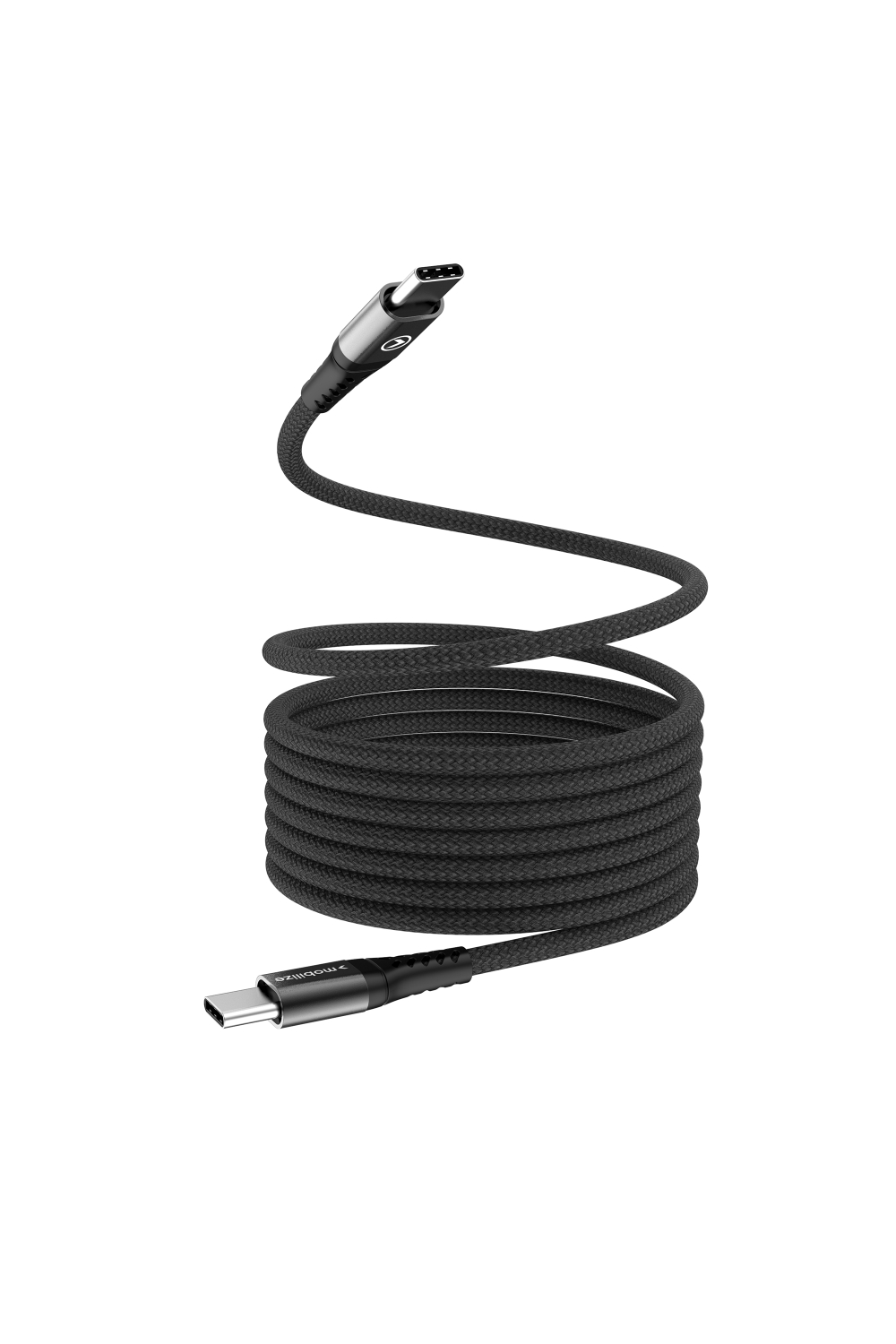 Mobilize Magnetic Nylon Cable - Usb-C To Usb-C - 2M. - 100W Black