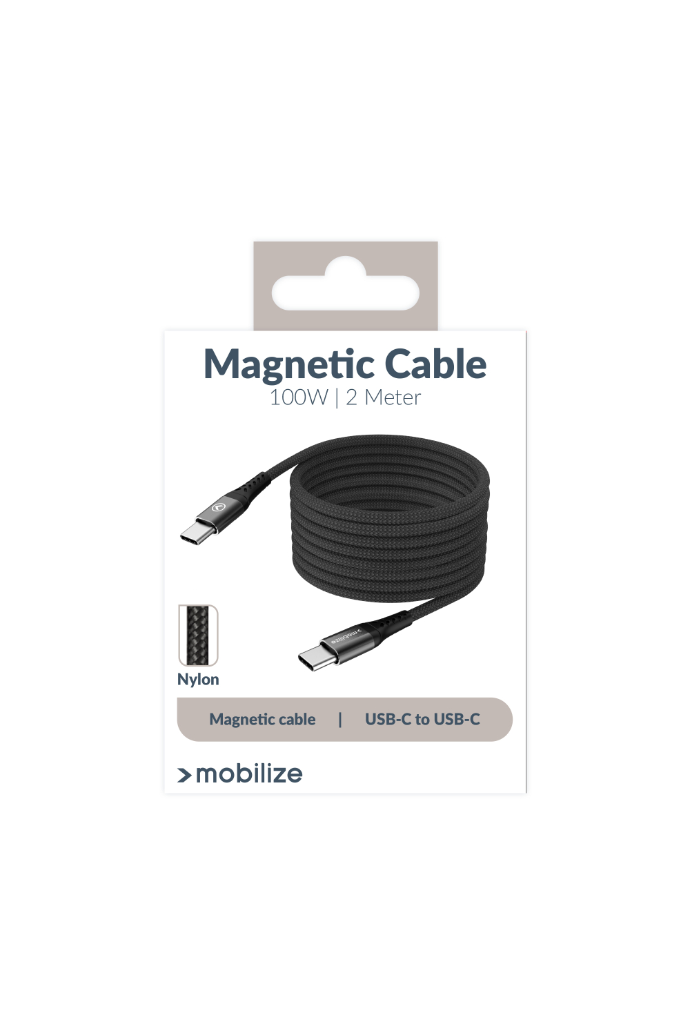 Mobilize Magnetic Nylon Cable - Usb-C To Usb-C - 2M. - 100W Black - Afbeelding 11