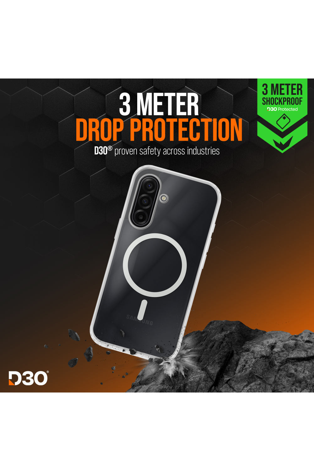 Striker X-Core - D3O Xtreme Impact Mag Case - Clear - Samsung A17 (4G/5G)/A18 5G - Afbeelding 3
