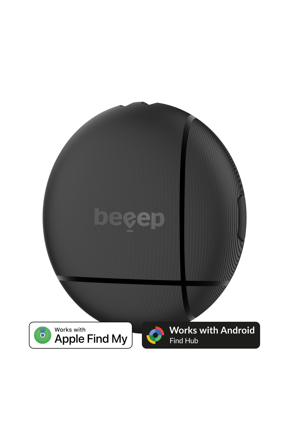 Beeep Onetag Apple Find My & Android Tracker Black & Keychain Black - 1 Pack