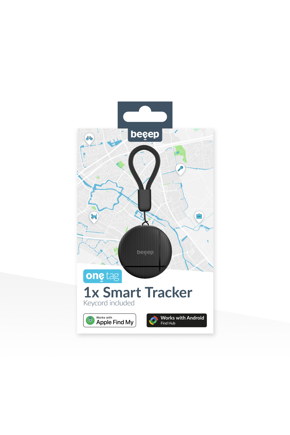 Beeep Onetag Apple Find My & Android Tracker Black & Keychain Black - 1 Pack - Afbeelding 10