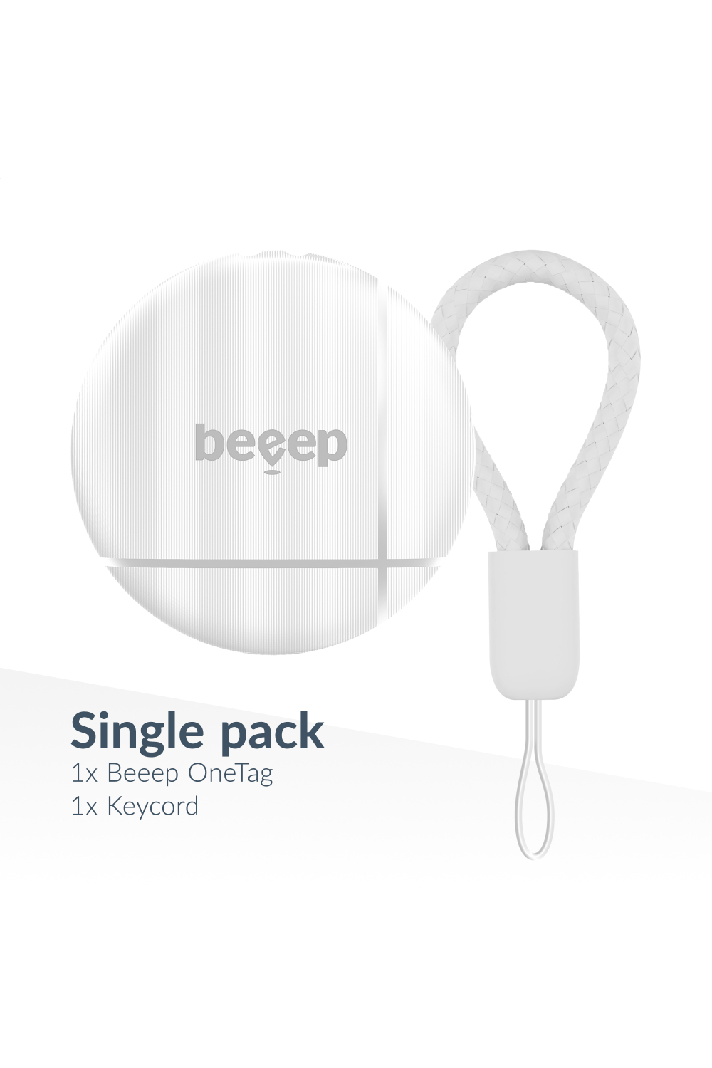Beeep Onetag Apple Find My & Android Tracker White & Keychain White - 1 Pack - Afbeelding 2