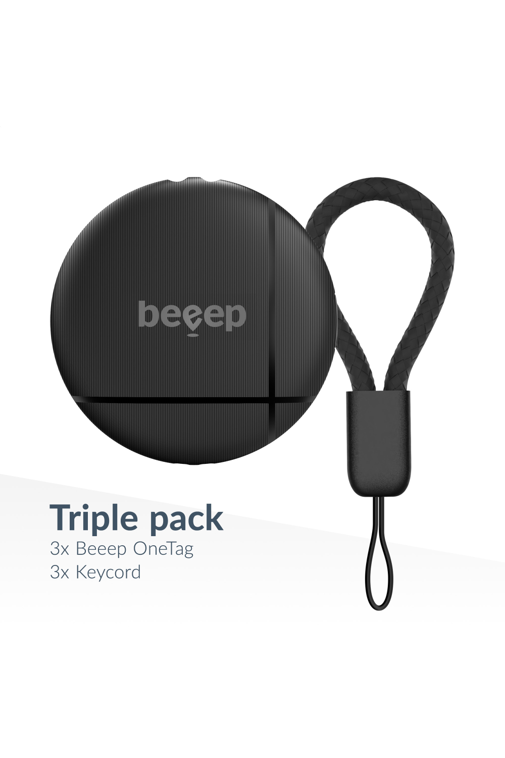 Beeep Onetag Apple Find My & Android Tracker Black & Keychain Black - 3 Pack - Afbeelding 2