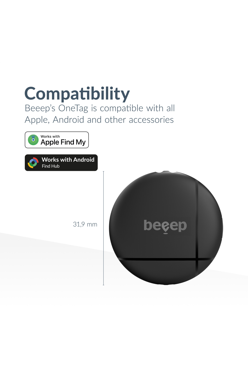 Beeep Onetag Apple Find My & Android Tracker Black & Keychain Black - 3 Pack - Afbeelding 9