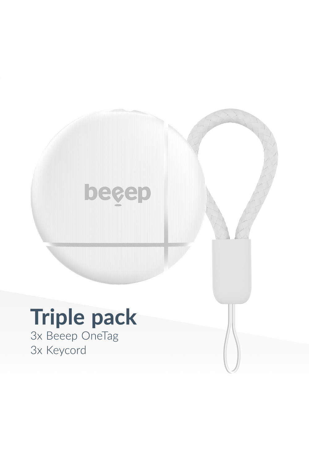 Beeep Onetag Apple Find My & Android Tracker White & Keychain White - 3 Pack - Afbeelding 2