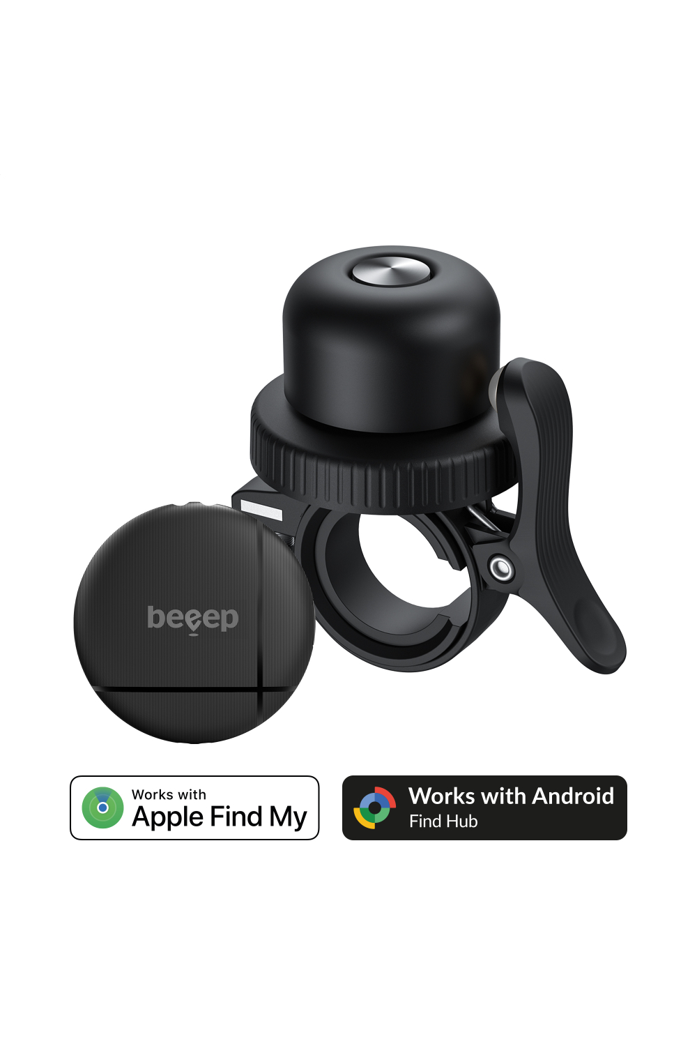 Beeep Onetag Apple Find My & Android Tracker Black & Bicycle Bell