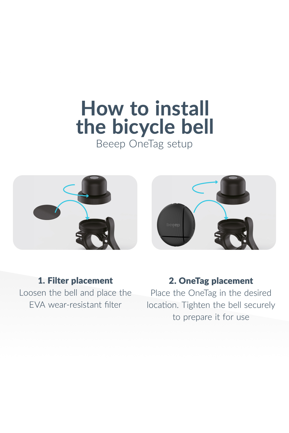 Beeep Onetag Apple Find My & Android Tracker Black & Bicycle Bell - Afbeelding 10