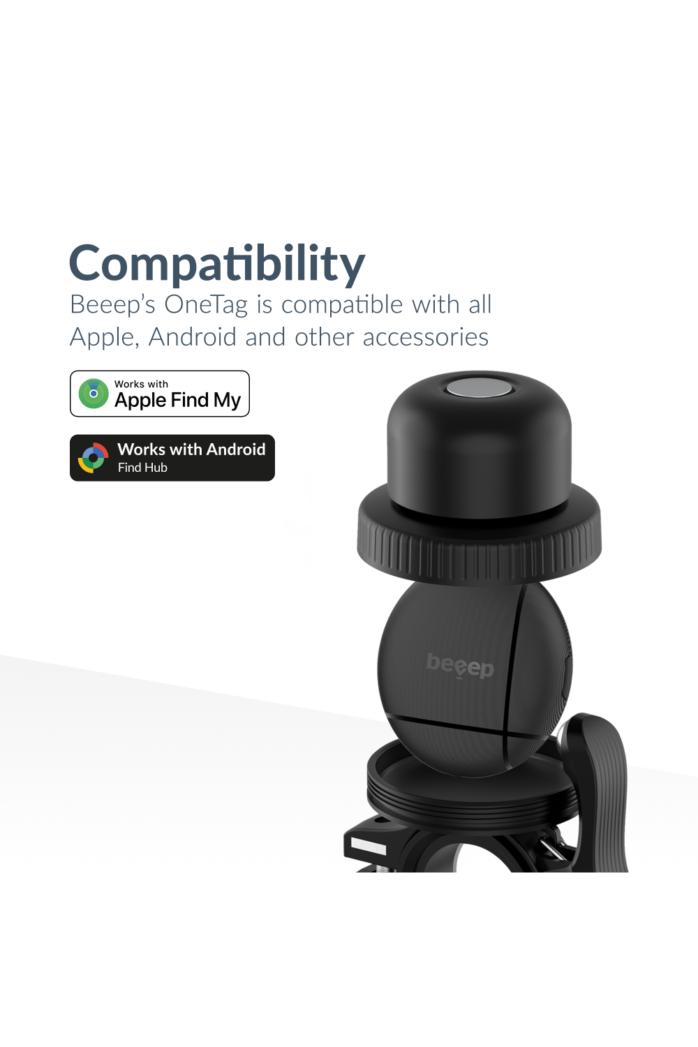 Beeep Onetag Apple Find My & Android Tracker Black & Bicycle Bell - Afbeelding 11
