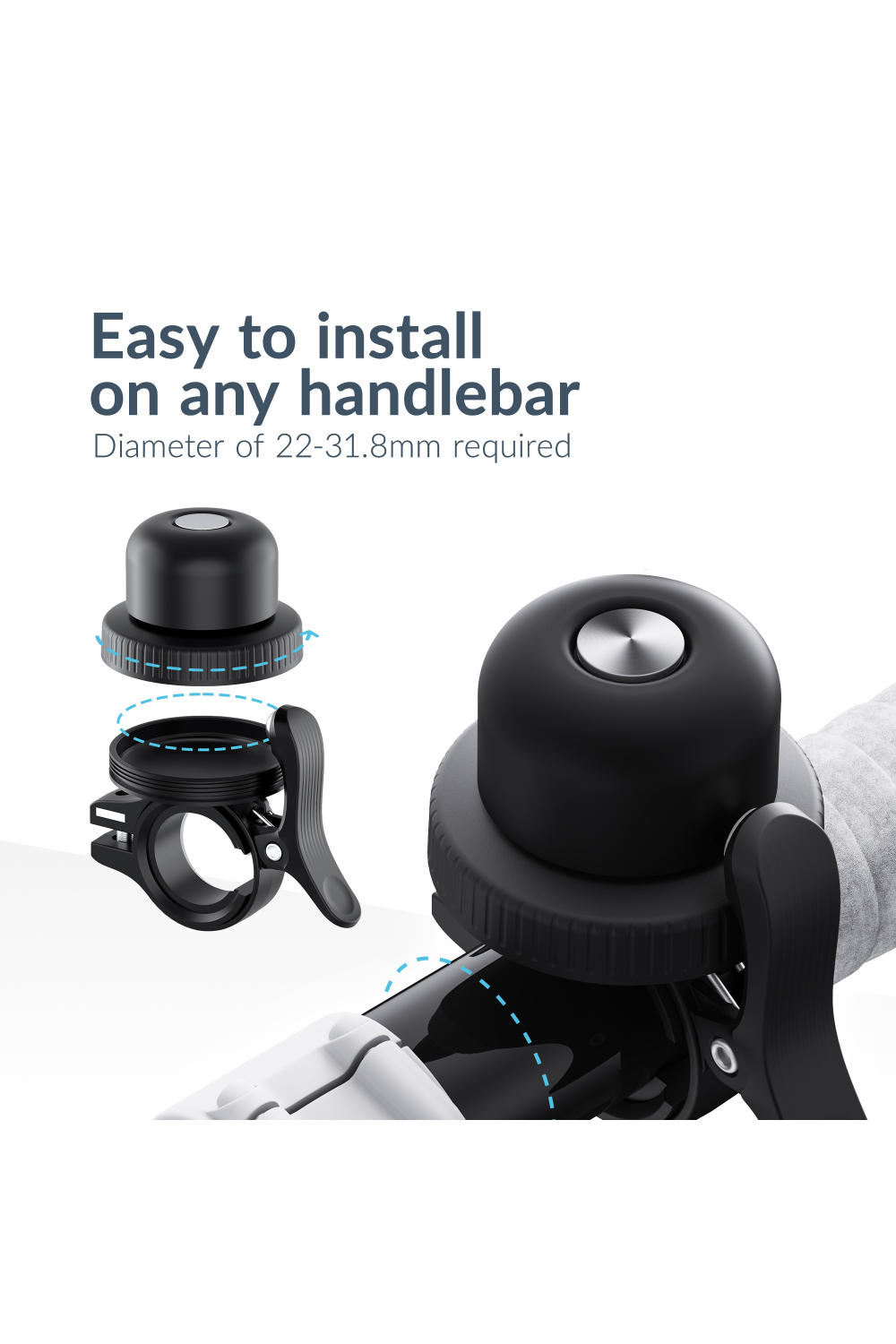 Beeep Onetag Apple Find My & Android Tracker Black & Bicycle Bell - Afbeelding 8