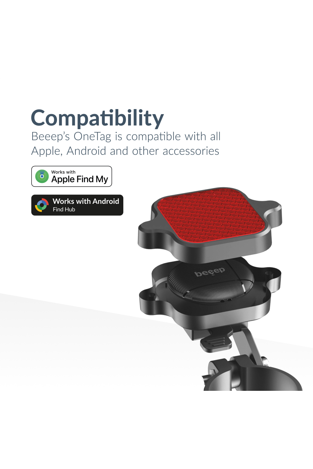 Beeep Onetag Apple Find My & Android Tracker Black & Bicycle Reflector - Afbeelding 9