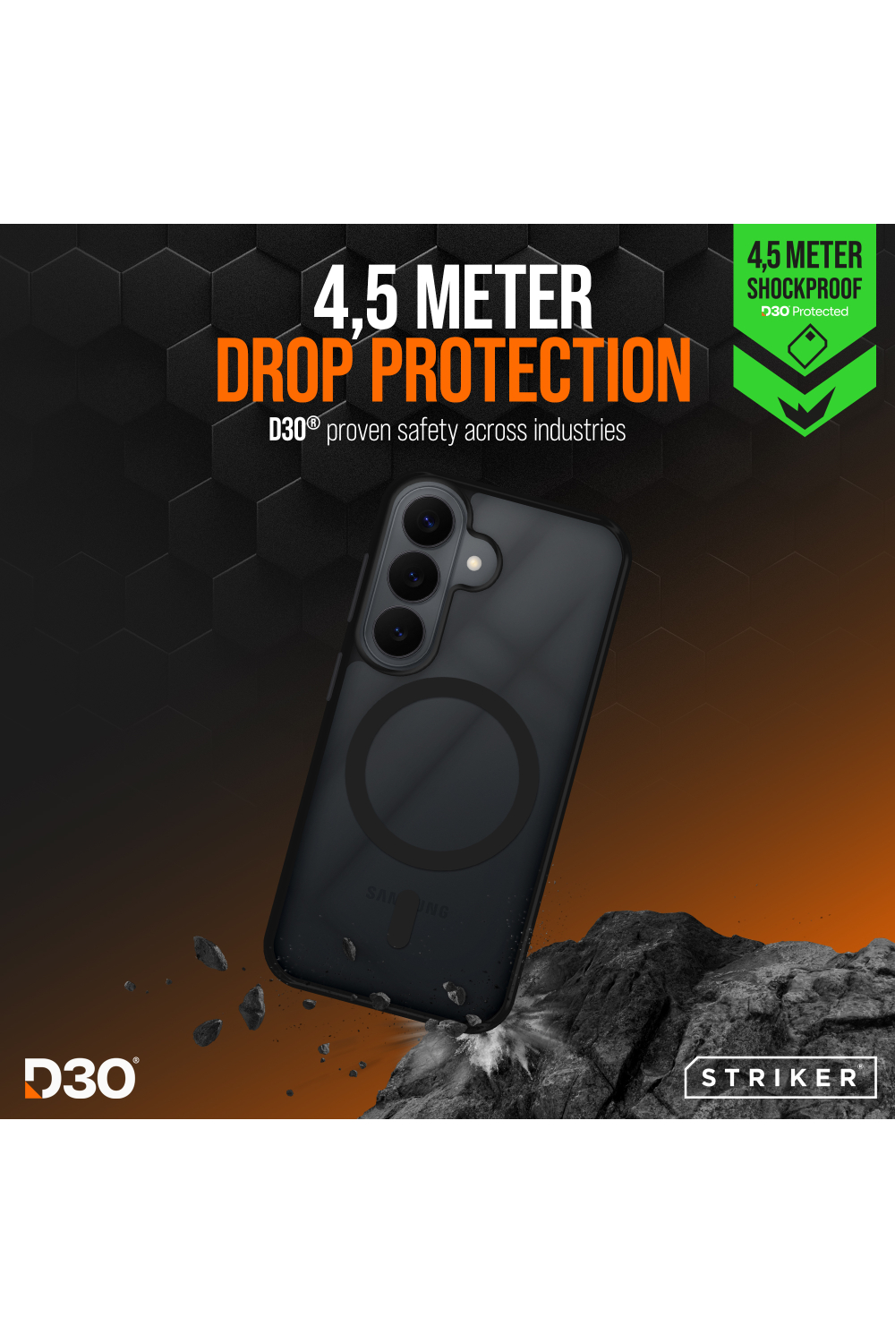 Striker X-Core - D3O Xtreme Impact Mag Case - Black - Samsung S26 5G - Afbeelding 3
