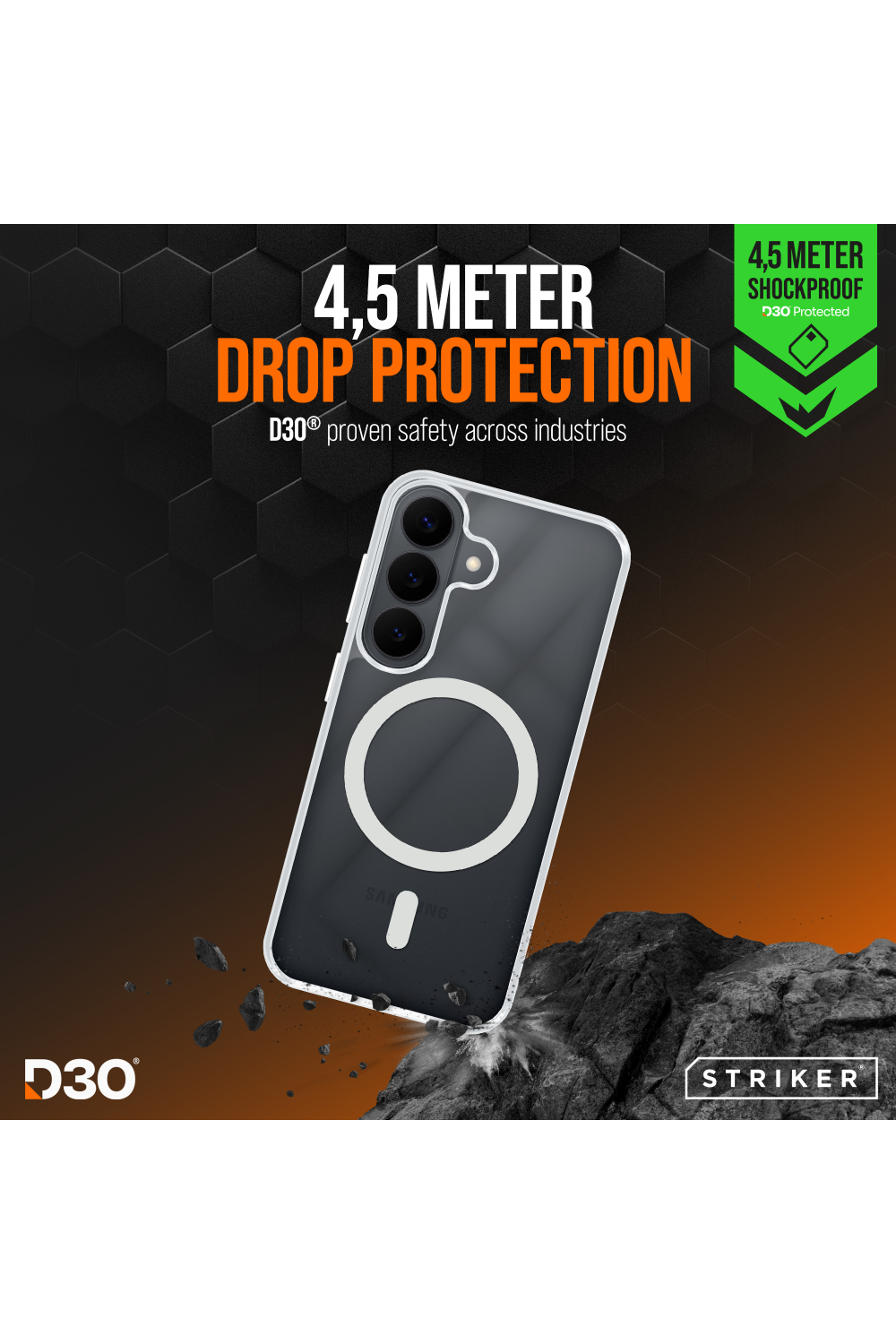 Striker X-Core - D3O Xtreme Impact Mag Case - Clear - Samsung S26 5G - Afbeelding 3