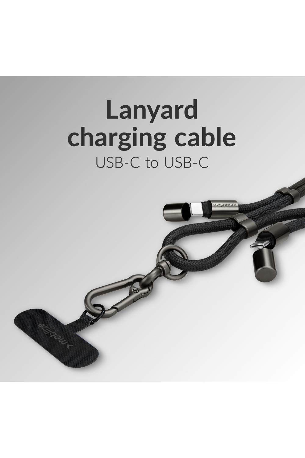 Mobilize Lanyard Nylon Cable - Usb-C To Usb-C - 1.85M - 60W Black - Afbeelding 2