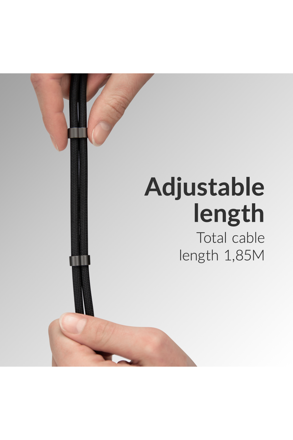 Mobilize Lanyard Nylon Cable - Usb-C To Usb-C - 1.85M - 60W Black - Afbeelding 5