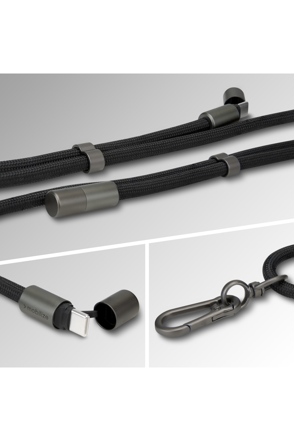 Mobilize Lanyard Nylon Cable - Usb-C To Usb-C - 1.85M - 60W Black - Afbeelding 8