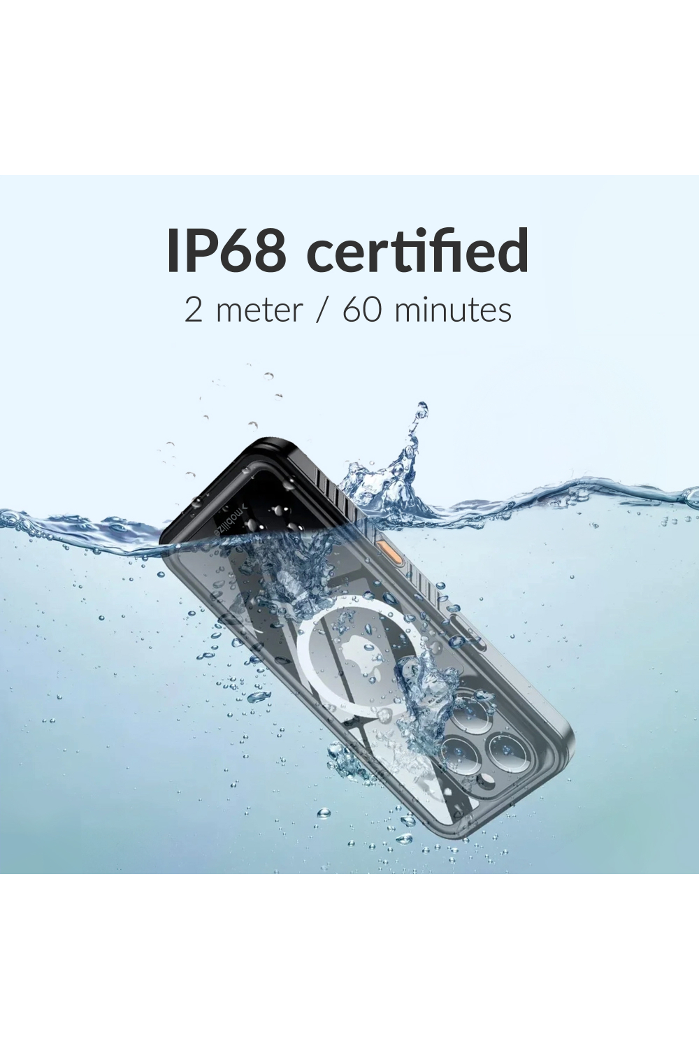 Mobilize Magsafe Compatible Waterproof Case Apple Iphone 15 Pro Max Clear/Black - Afbeelding 3