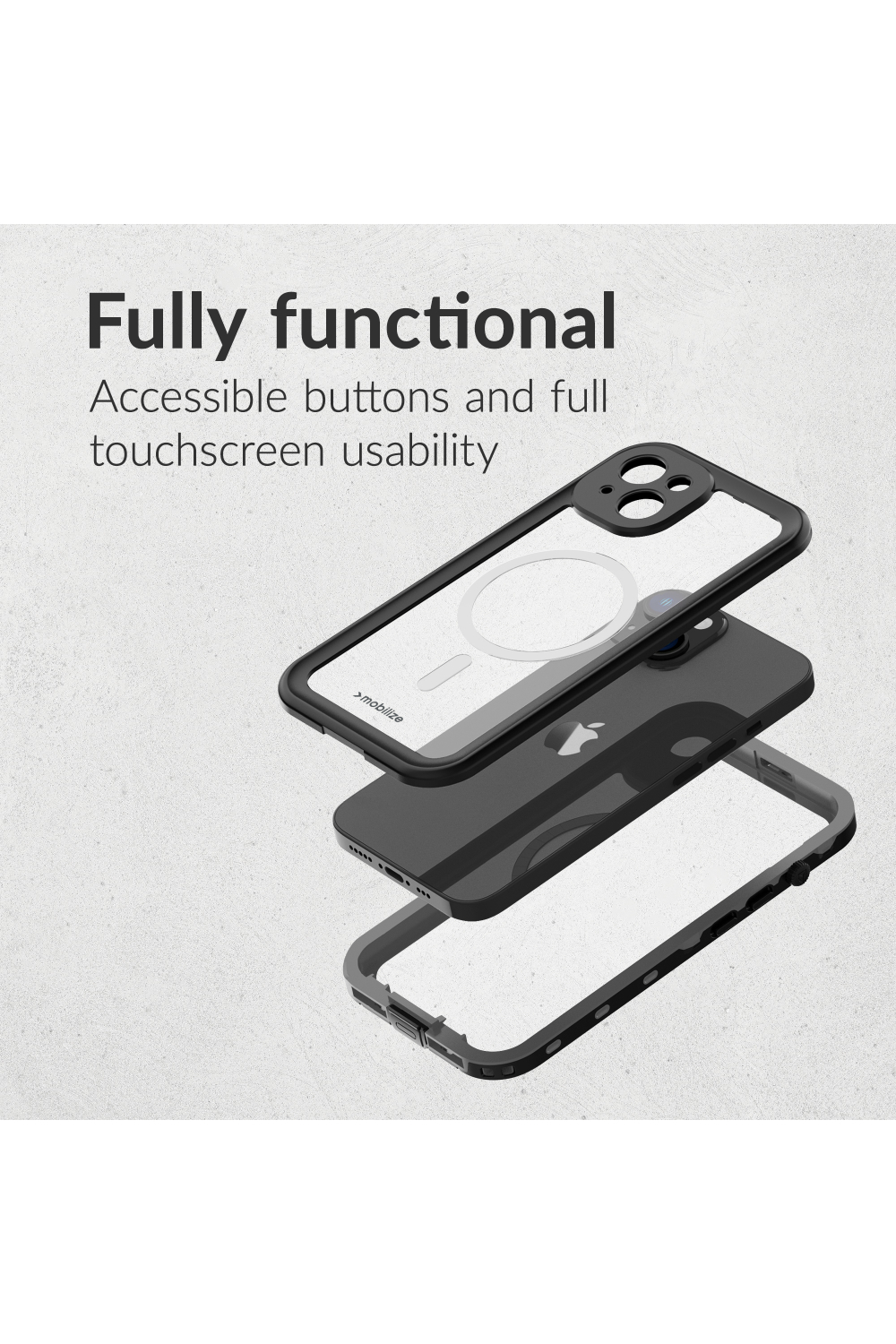 Mobilize Magsafe Compatible Waterproof Case Apple Iphone 16 Pro Clear/Black - Afbeelding 4
