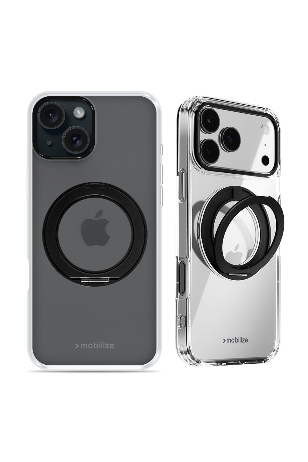 Mobilize Magsafe Compatible 360 Rotating Ring Stand Case Apple Iphone 15 Clear/Black
