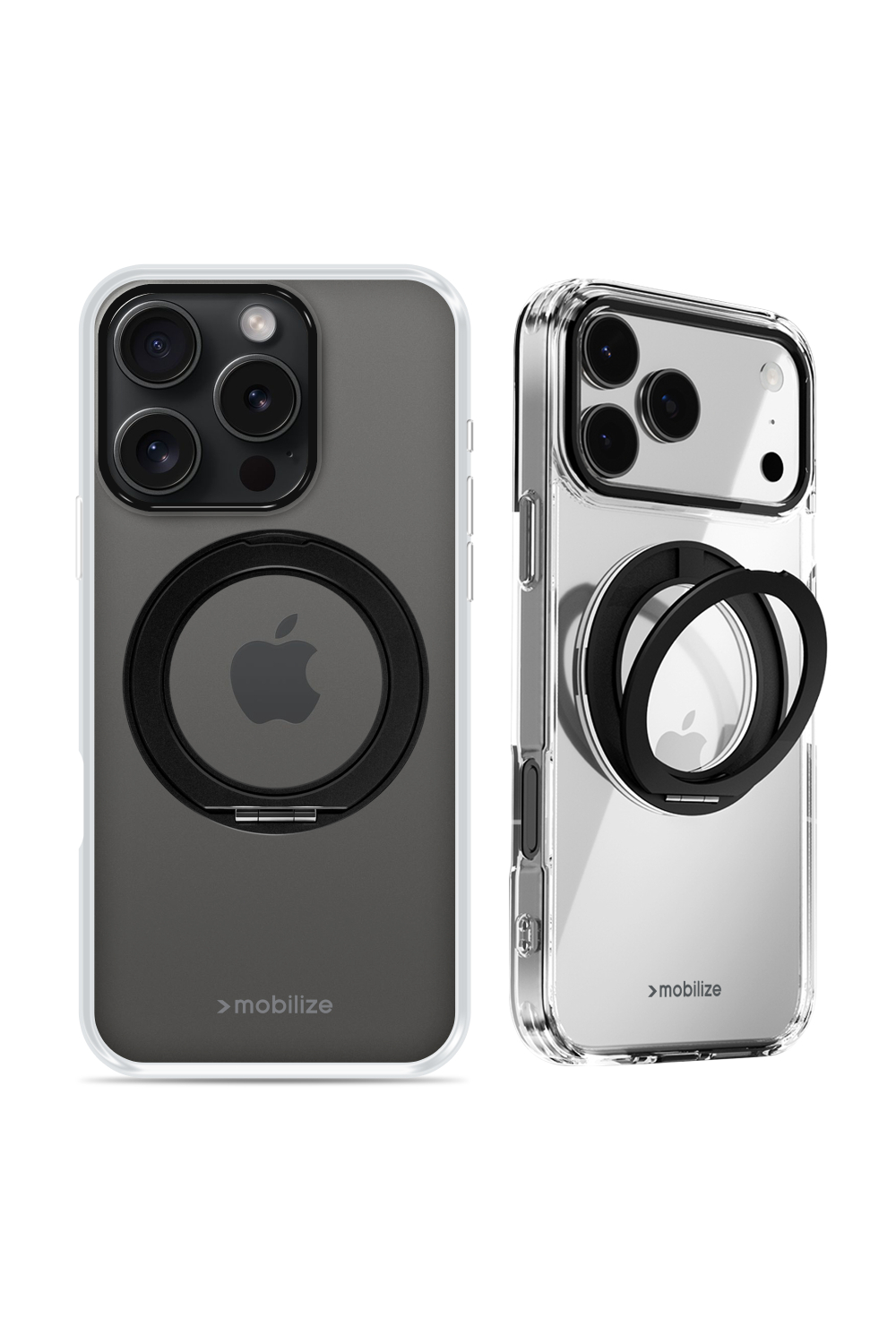 Mobilize Magsafe Compatible 360 Rotating Ring Stand Case Apple Iphone 15 Pro Clear/Black