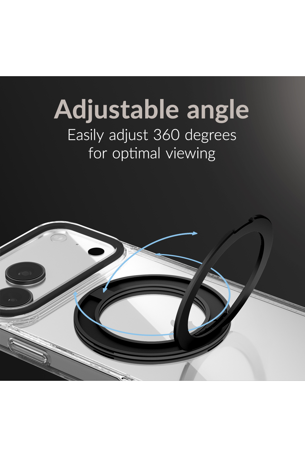 Mobilize Magsafe Compatible 360 Rotating Ring Stand Case Apple Iphone 15 Pro Clear/Black - Afbeelding 3