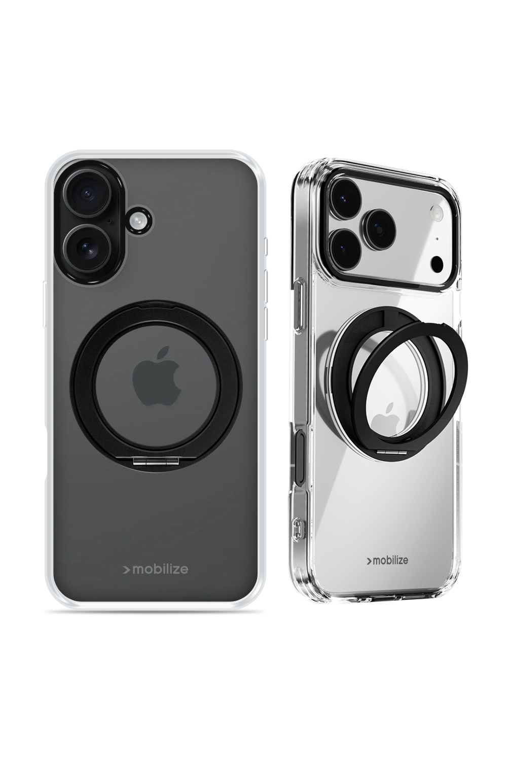 Mobilize Magsafe Compatible 360 Rotating Ring Stand Case Apple Iphone 16 Clear/Black