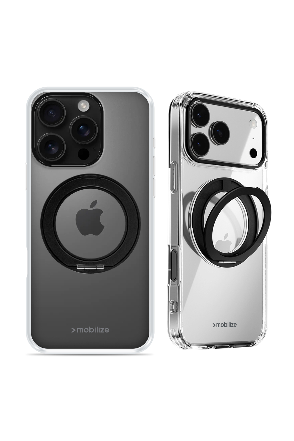 Mobilize Magsafe Compatible 360 Rotating Ring Stand Case Apple Iphone 16 Pro Clear/Black