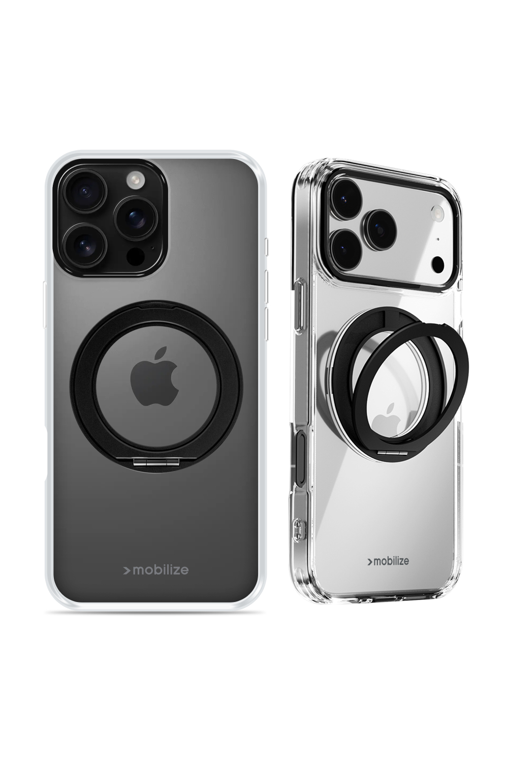 Mobilize Magsafe Compatible 360 Rotating Ring Stand Case Apple Iphone 16 Pro Max Clear/Black