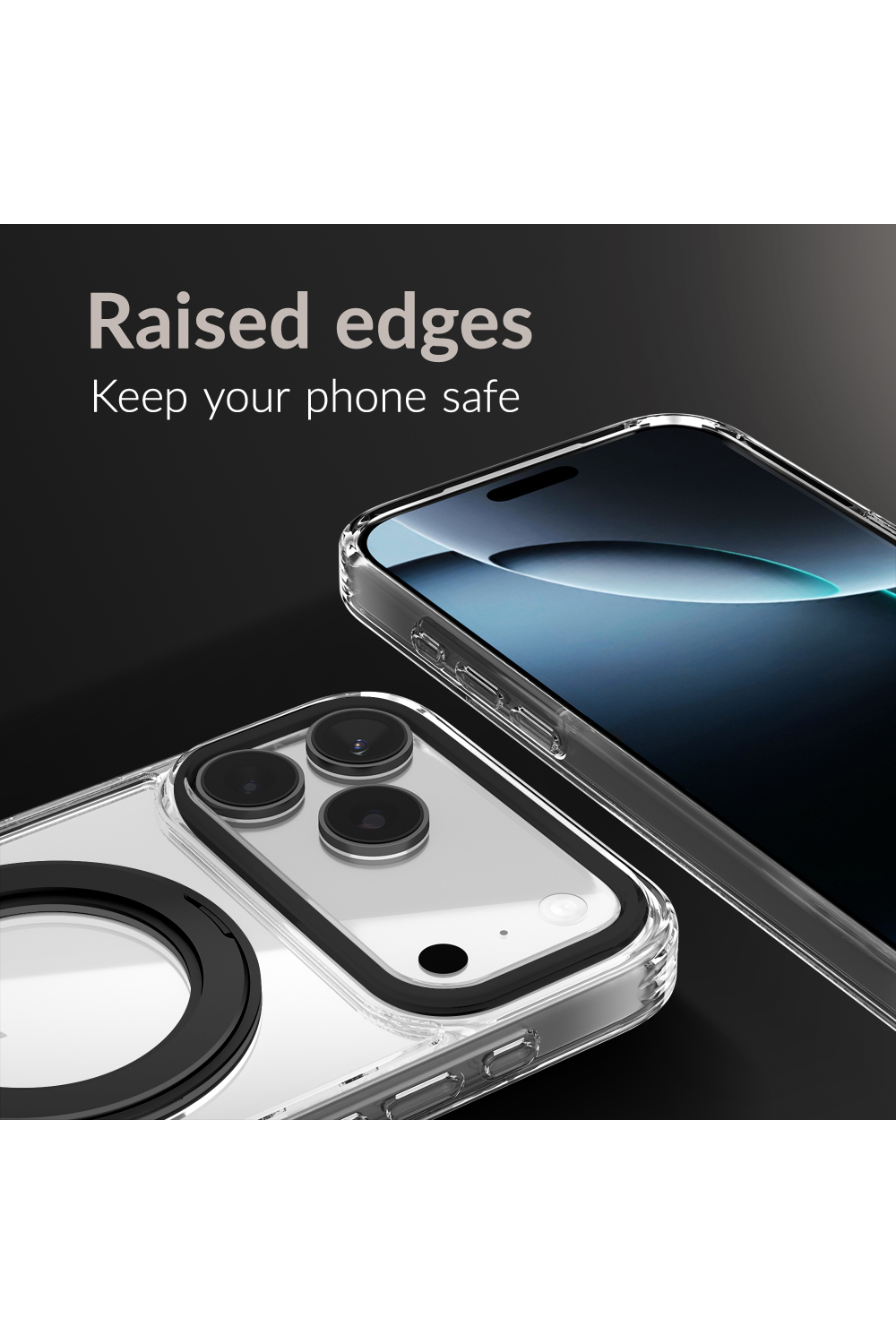 Mobilize Magsafe Compatible 360 Rotating Ring Stand Case Apple Iphone Air Clear/Black - Afbeelding 6