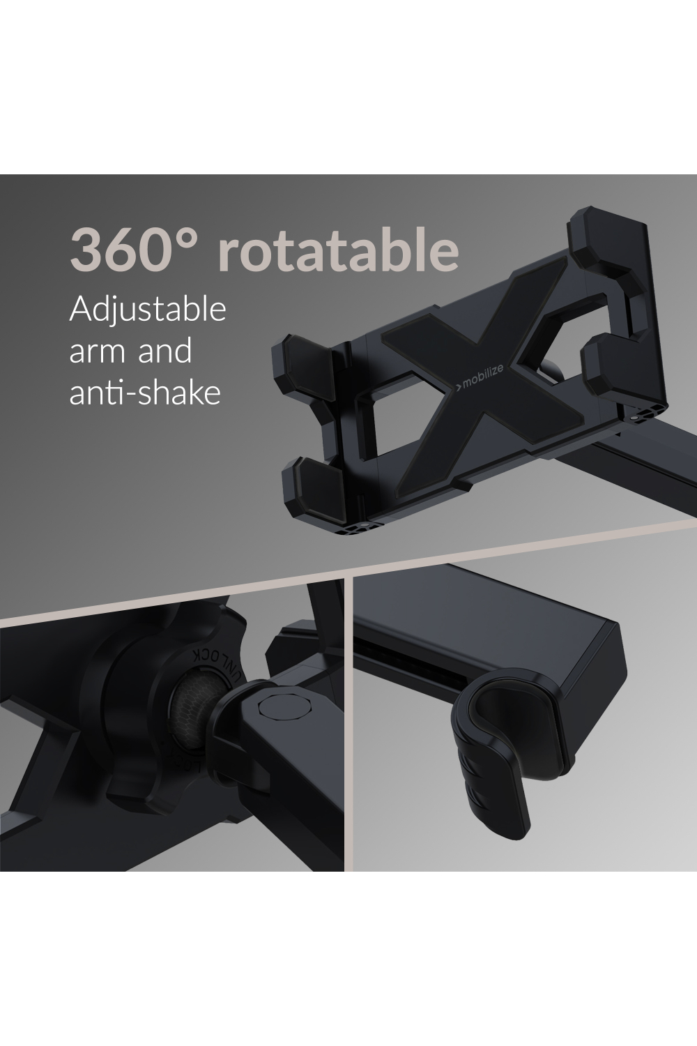 Mobilize Headrest Tablet & Smartphone Car Holder Black - Afbeelding 4