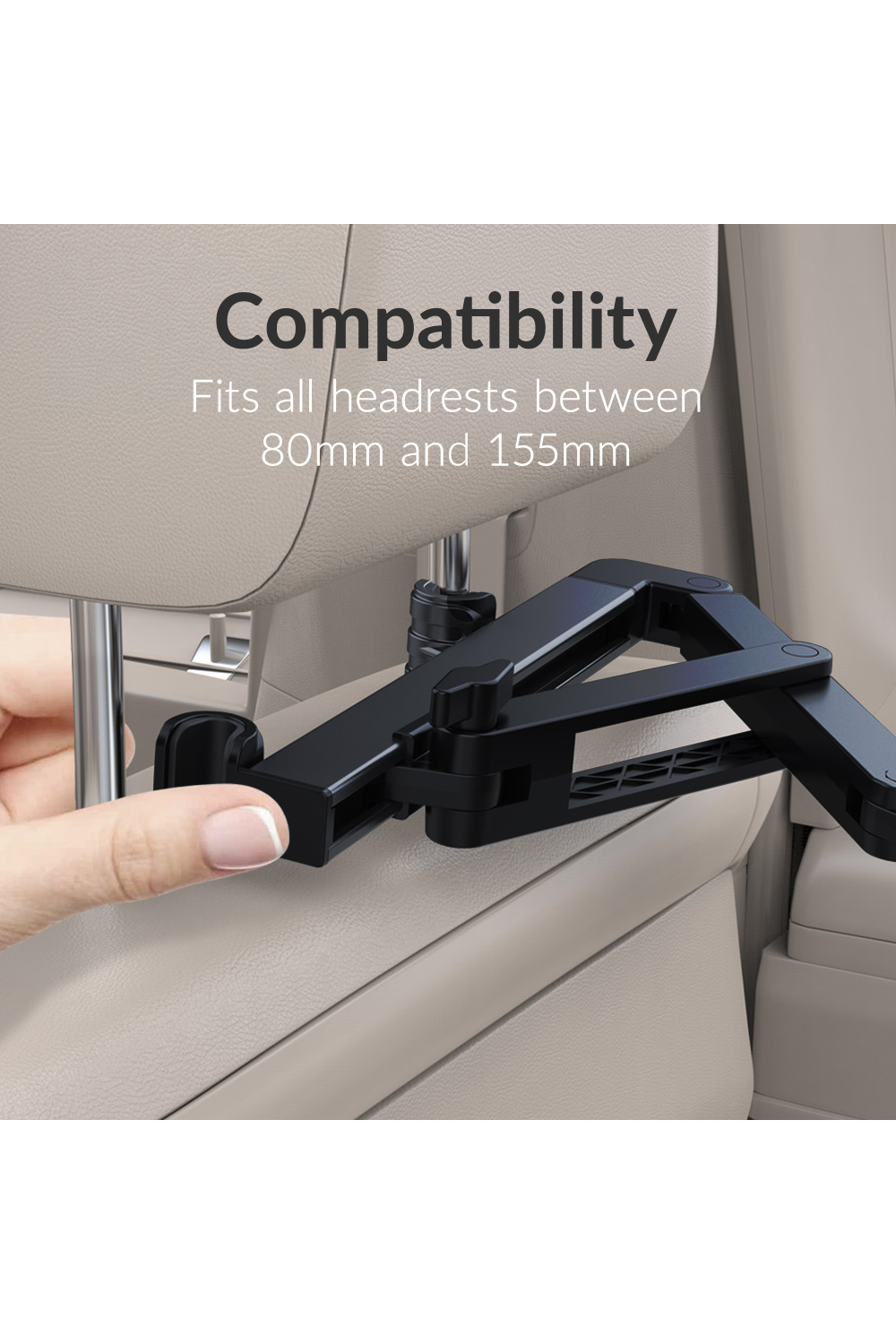 Mobilize Headrest Tablet & Smartphone Car Holder Black - Afbeelding 5