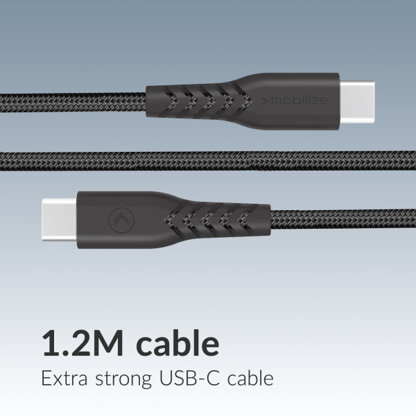 Mobilize Wall Charger Usb-C + Usb Gan 30W With Pd/Pps + Usb-C Nylon Cable 1.2M Black - Afbeelding 5