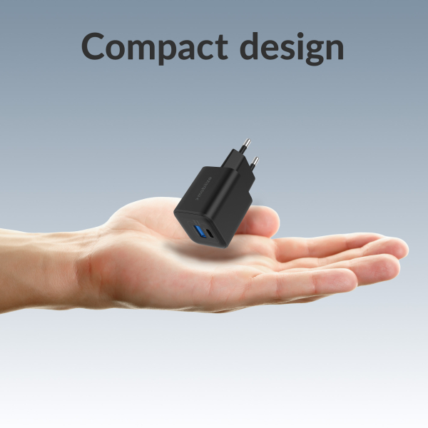 Mobilize Wall Charger Usb-C + Usb Gan 30W With Pd/Pps + Usb-C Nylon Cable 1.2M Black - Afbeelding 7