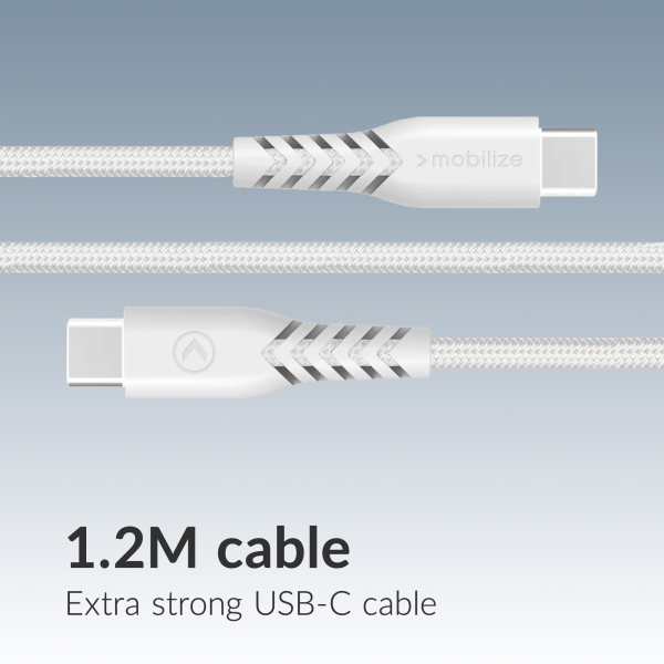 Mobilize Wall Charger Usb-C + Usb Gan 30W With Pd/Pps + Usb-C Nylon Cable 1.2M White - Afbeelding 5