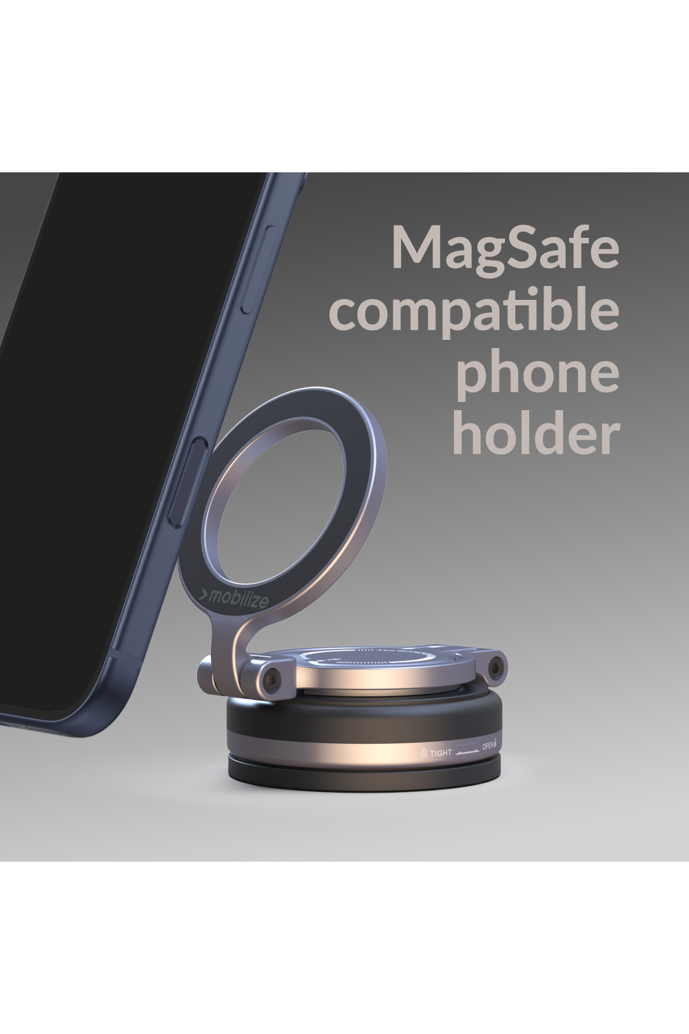 Mobilize Magsafe Compatible Phone Holder - 360° Rotatable & Foldable - Vacuum Suction - Premium Alloy - Afbeelding 2