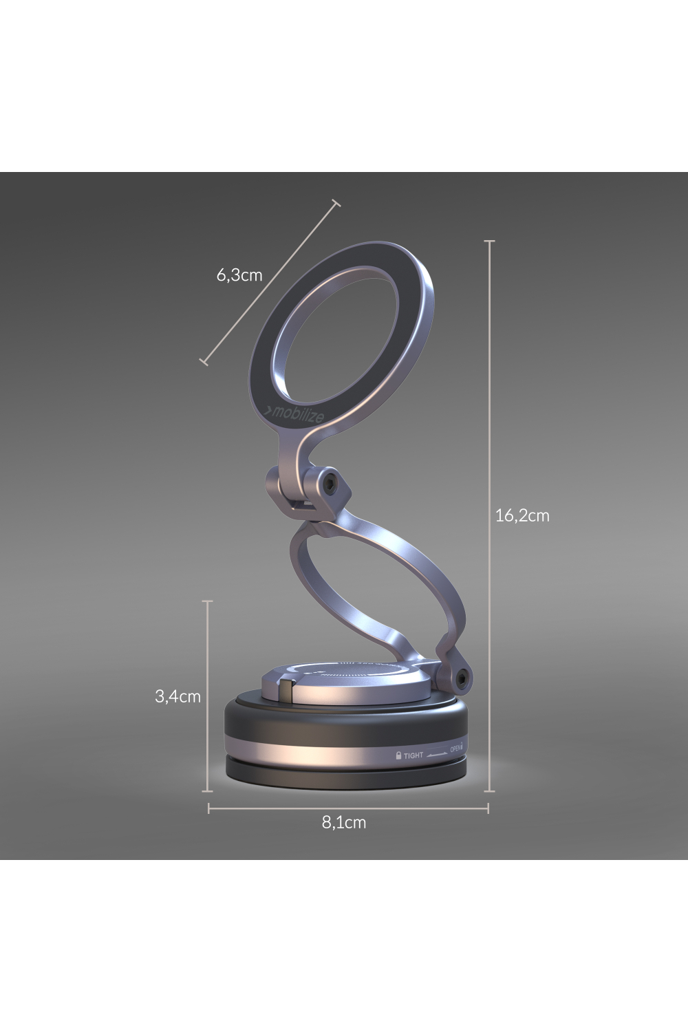 Mobilize Magsafe Compatible Phone Holder - 360° Rotatable & Foldable - Vacuum Suction - Premium Alloy - Afbeelding 8