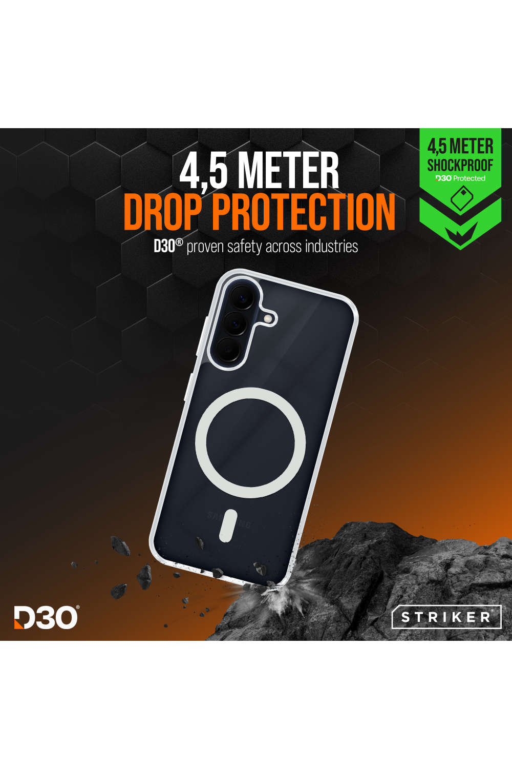 Striker X-Core - D3O Xtreme Impact Mag Case - Clear - Samsung A57 5G - Afbeelding 3