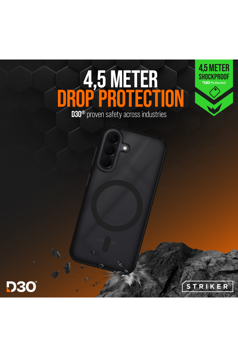 Striker X-Core - D3O Xtreme Impact Mag Case - Black - Samsung A37 5G - Afbeelding 3