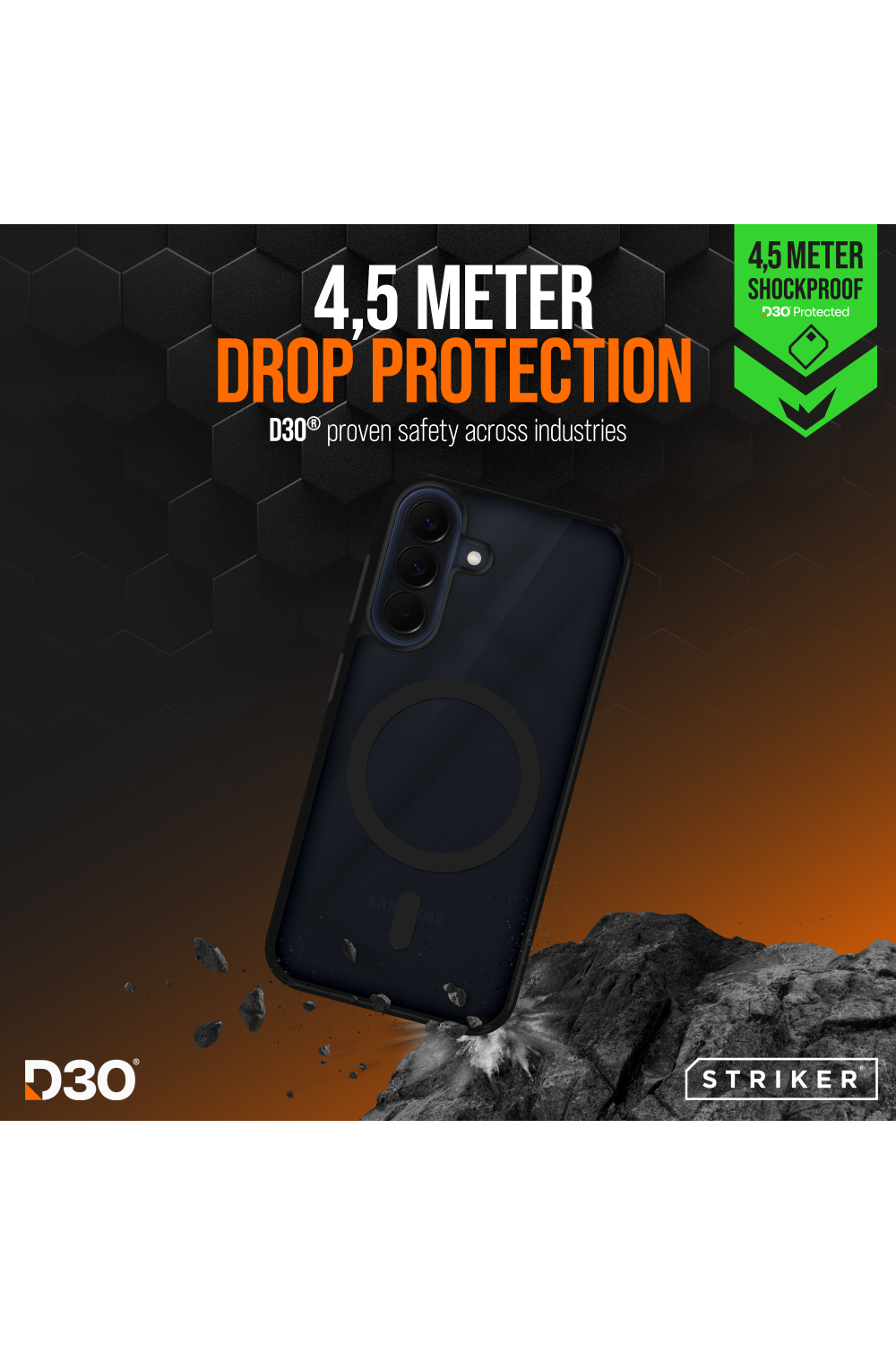 Striker X-Core - D3O Xtreme Impact Mag Case - Black - Samsung A57 5G - Afbeelding 3